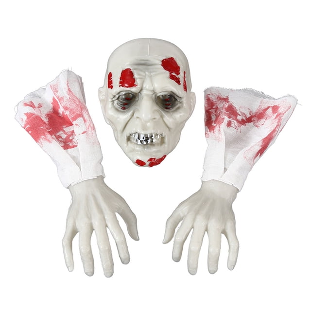 Injueey ABS Unisex Halloween Skull Props Fácil de usar Accesorio de fiesta Aspecto realista Kits de decoración para fiestas Viejo mancha de sangre