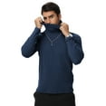 thumbnail image 5 of Tyhengta Men's Turtleneck Sweaters Long Sleeve Pullover Sweaters Mock Neck Knitted T-Shirt Basic Slim Fit Tee Tops Blue S, 5 of 10