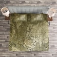 thumbnail image 3 of Ambesonne Map Quilted Bedspread Set 3 Pcs, Nostalgic World Map, Queen Size, Army Green, 3 of 3