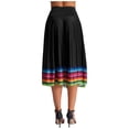 thumbnail image 3 of Aislor Women's High Waist Colorful Stripe Hem Skirt Embroidered Ballroom Dance Folk Dancing Clothing Black 75cm XL, 3 of 7