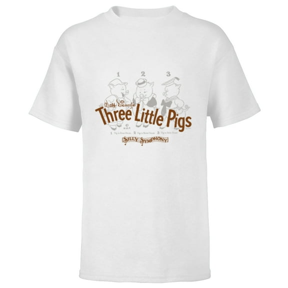 Disney 100 Walt Disney’s Three Little Pigs Vintage D100 - Short Sleeve T-Shirt for Kids - Customized-White