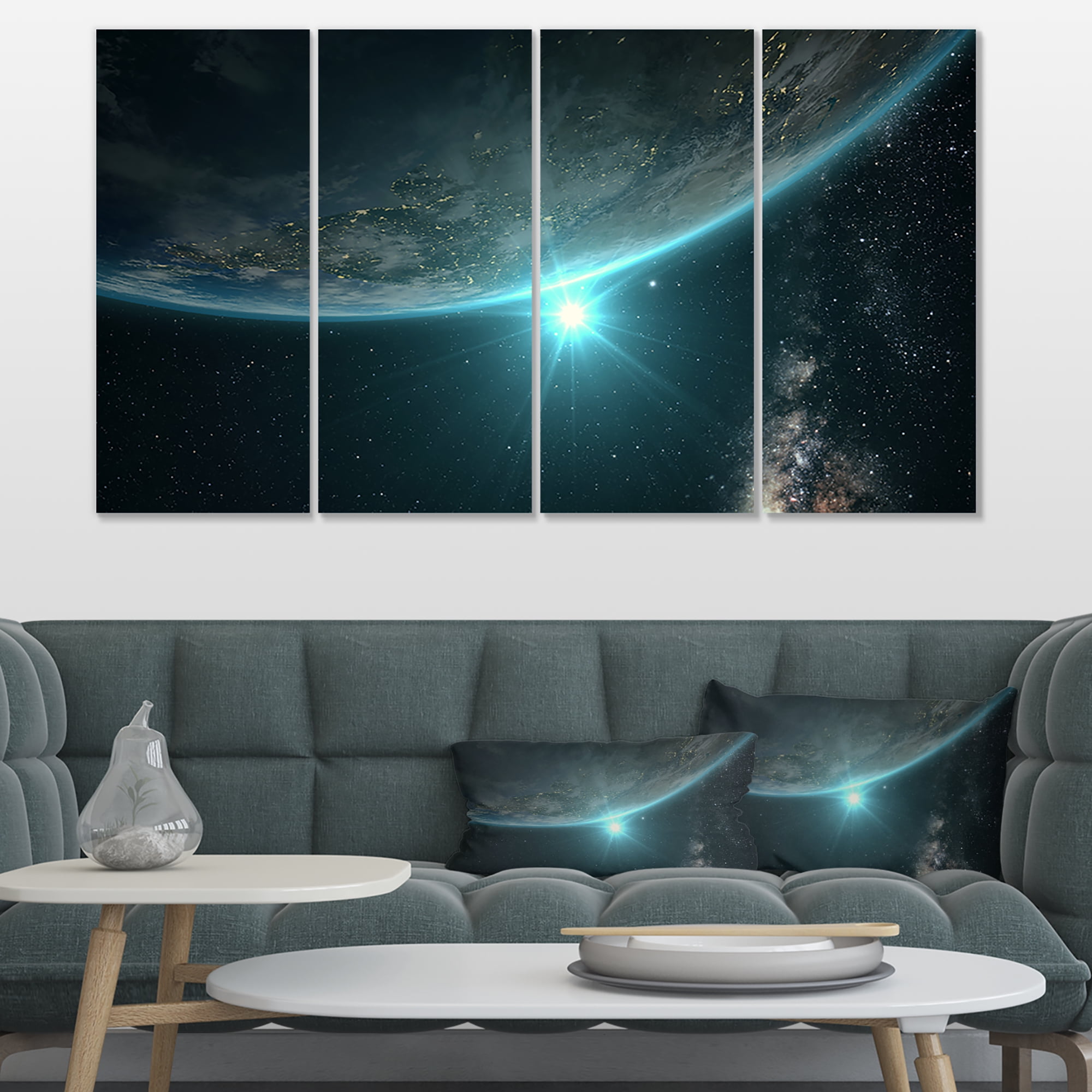 Designart 'Sunrise in Earth from Space ' Contemporary Landscape Canvas Art
