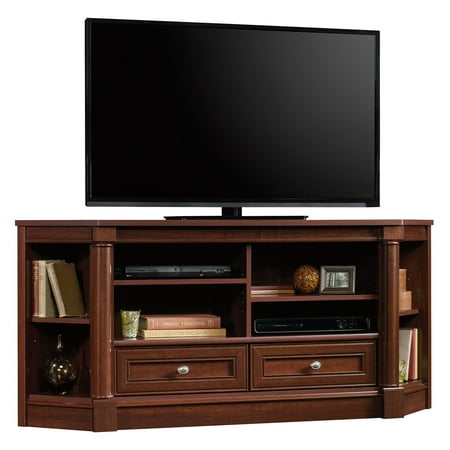Sauder Palladia Corner Entertainment Credenza for TVs up to 60", Select Cherry Finish