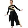 thumbnail image 7 of iiniim Girls Asymmetrical Lyrical Praise Dance Dress Liturgical Worship Church Robe with Palazzo Pants Set Black 10, 7 of 7
