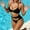 A344 Black, variant on Bikini Sets for Women Push Up Halter Top Side Tie Bottom 2 Piece Bathing Suits Shimmer Striped Pattern Flattering Summer Swimwear