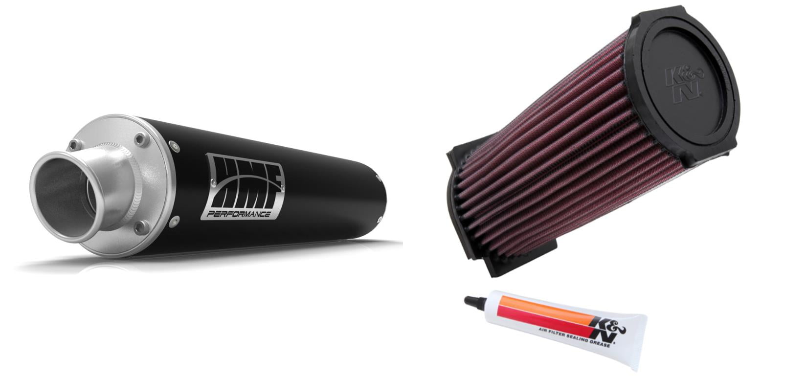K&N Air Filter & HMF Black PerformanceSeries Slip On Exhaust TurnDown