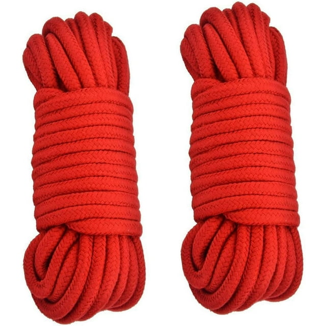 Soft Cotton Rope-32 feet 10m Multi-Function Natural Durable Long Rope(Red)by Torubia