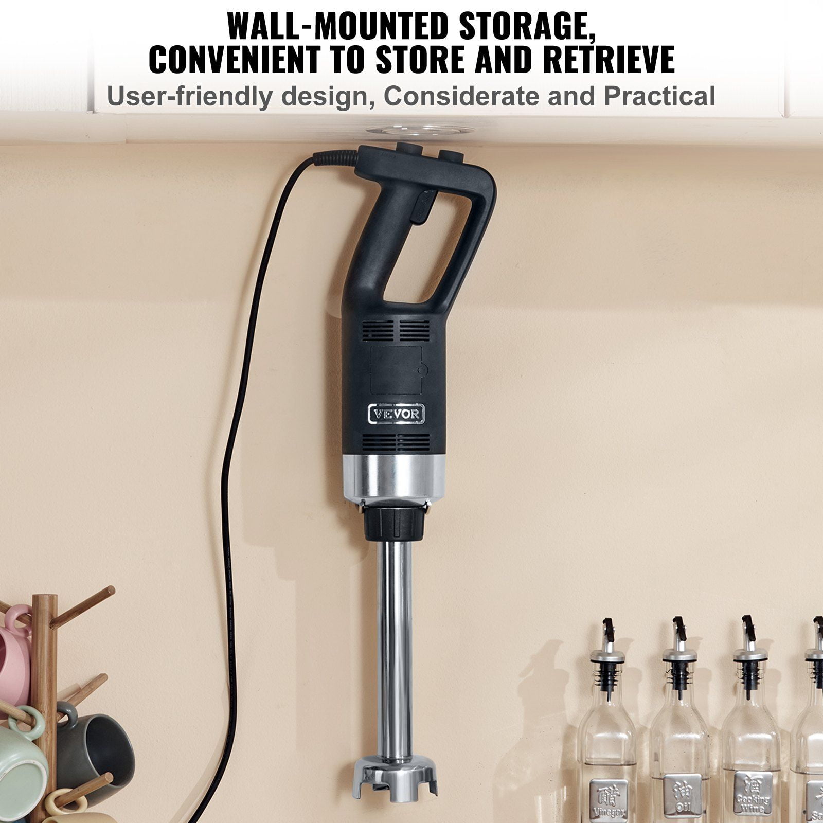 Commercial Immersion Blender, Variable Speed Kitchen Stick Mixer with 304 Stainless Steel Blade, Smoothie, Puree, Baby Food 500 Watt Heavy Duty Hand Mixer,Multi-Purpose Portable Mixer for Soup