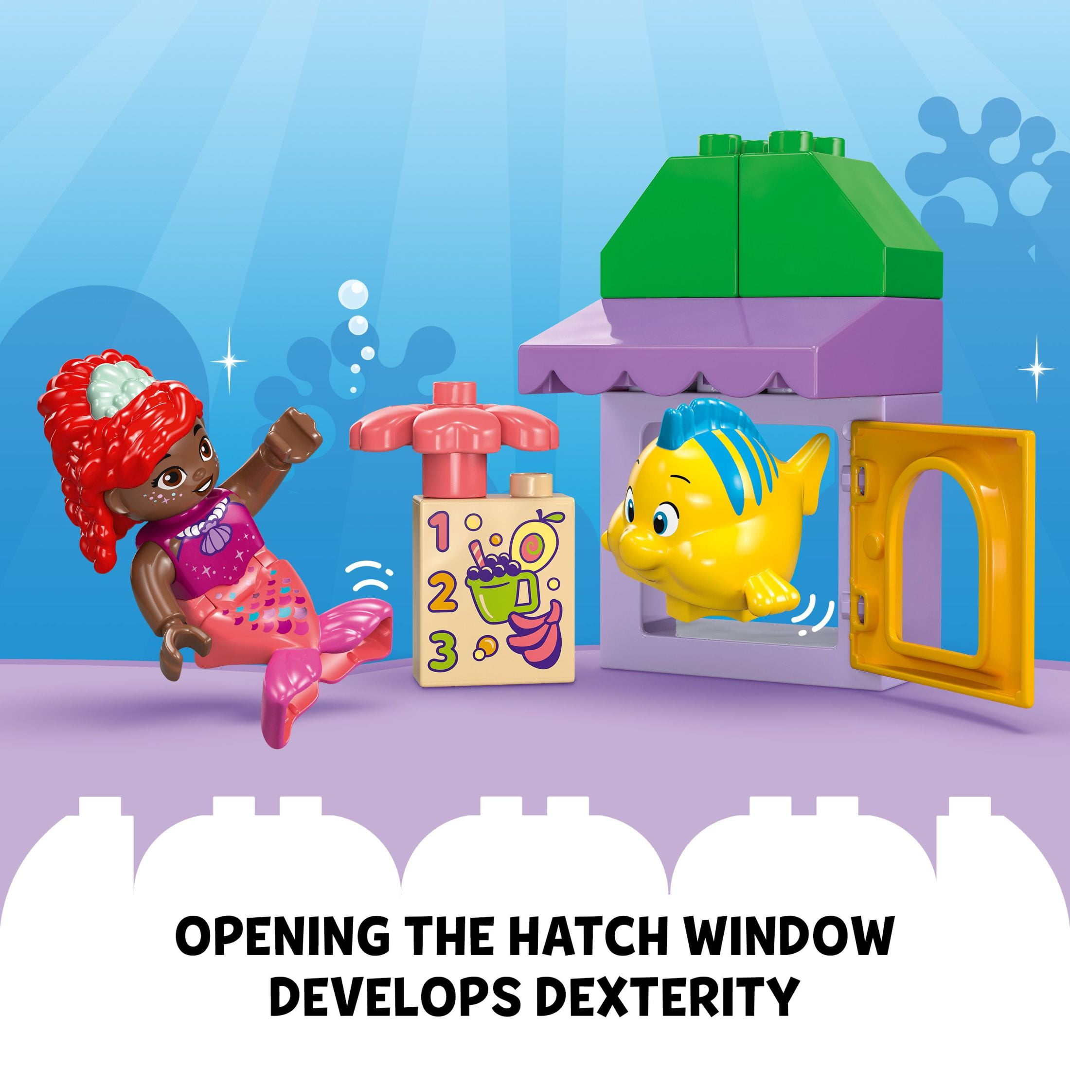 LEGO DUPLO Disney Ariel and Flounder’s Café Stand, The Little Mermaid Toys, Kids Learning Toy, 10420