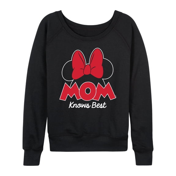 Disney - Mom Knows Best Minnie Lightweight French Terry Wide Neck Long Sleeve Graphic Shirt