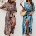 thumbnail image 2 of New Spring/Autumn Style Three-Quarter Sleeve Waist-cinching Bohemian Dress, Vacation Style Beach Dress, 2 of 6