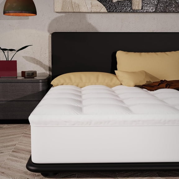 Mattress Topper  Size, Extra Thick and Soft  Pillow Top Mattress Pad for  Size Bed, Breathable and Supportive for  , 8-16'' Deep Elastic Pocket, Skid-Proof Bottom, White