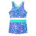 thumbnail image 3 of MSemis Kids Girls 2 Pieces Swimsuit Crisscross Back Bra Top with Boyshorts Tankini Bathing Suits Colorful Floral 4, 3 of 7