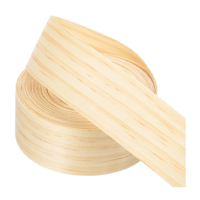 Bisel de Uxcell, Cinta de Veteado de Madera Pre-pegada Flexible para Bisel de Contrachapado con Adhesivo Termofusible para Muebles Pino 1.5" x 25 ft