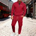 thumbnail image 2 of Men’s Quarter Zip Pullover Sweatshirt and Cargo Jogger Pants Two Piece Set Casual Long Sleeve Tracksuit, 2 of 5