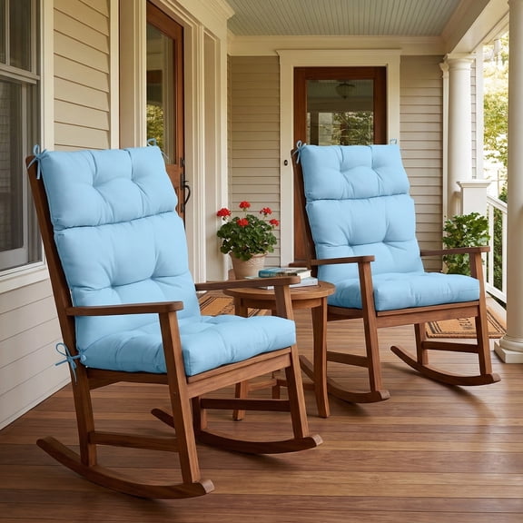 COOS BAY Outdoor/Indoor High Back Chair Cushions 46x22 Inch, Replacement Tufted Patio Seat Back Cushions, 2 Count, Light Blue