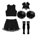 thumbnail image 6 of iiniim Girls Cheer Dance Costume Halloween Sleeveless Crop Top Pleated Skirt Outfit Cheerleading Uniform Dress A Black&White 6, 6 of 7