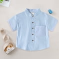 thumbnail image 2 of Splozh Shirts for Teens Toddler Boys Short Sleeve Shirt Casual Cotton Shirts Basic Tee Tops Summer Dress Shirt 2-3 Years,Blue, 2 of 9