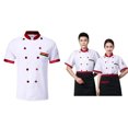 thumbnail image 4 of Ropa de trabajo de cocina uniforme de chef de manga corta con doble botonadura y bolsillo de 3 barras para cafetería ANGGREK  Otros, 4 of 8