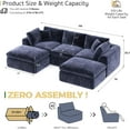 thumbnail image 4 of 5-Seat U-Shape Modular Sectional Sofa with Ottomans, Boneless Cloud Couch, No-Assembly Living Room Design, 110" Wide, Navy, 4 of 9