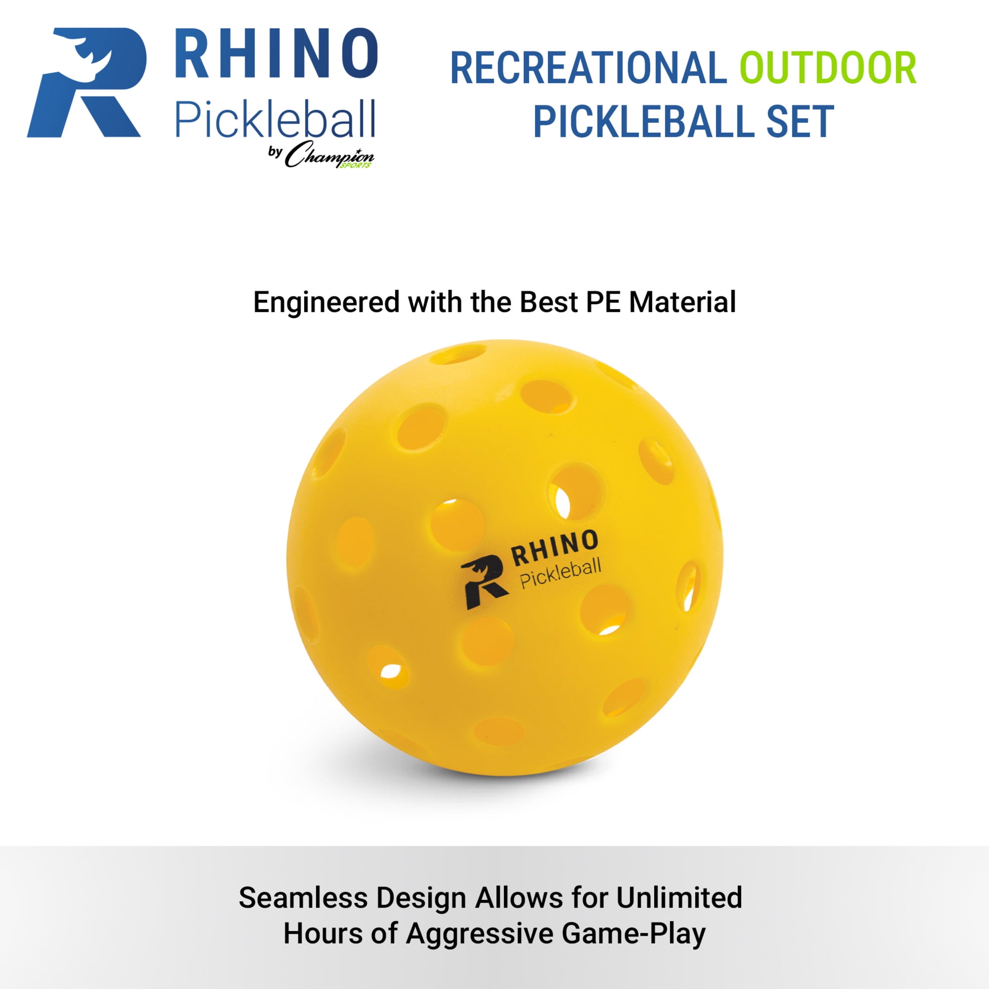 Champion Sports Outdoor Pickleball Balls - Official Size Outdoor Pickleballs - Yellow Pickleball Ball Set for Outdoor Courts - 6 Pack