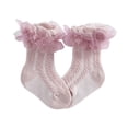 thumbnail image 3 of Esho Baby Girls Anti Slip Frilly Lace Socks, Toddler Girl Cotton Knee High Long Socks, 0-5T, 3 of 8