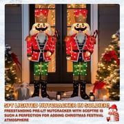 VEIKOUS 5ft Christmas 3D Nutcracker Soldier Decoration, Indoor & Outdoor Decoration W/ Ground Stakes and Candy Cane for Holiday
