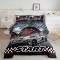 thumbnail image 2 of Erosebridal Geometric Buffalo Bedding King Comforter Set,Fast Car Bedding Sets King with Comforter,Racing Car Decoration,Reversible,Super Cozy,3 Pieces, 2 of 8