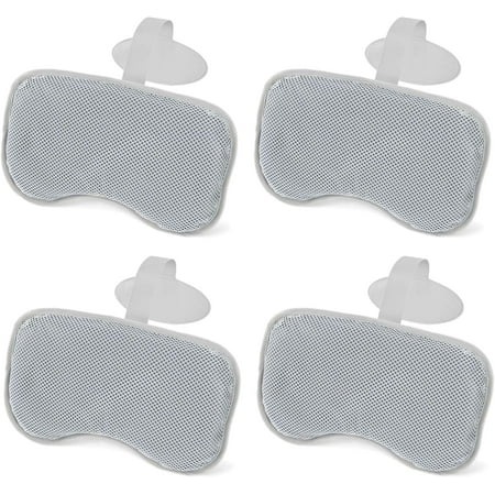 Tumis 4 Pack SaluSpa Padded Headrest Pillows with Adjustable Strap to Adjust Height, Washable Mesh Cover, Compatible with SaluSpa Hot Tubs, Gray