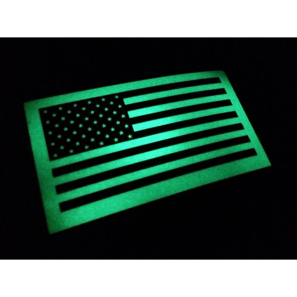 Ultra Heavy Duty Glow in The Dark US Flag Decal - American Patriotic Sticker - Durable USA Decal 3.5" X 2" GITD