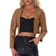 thumbnail image 1 of Chaqueta de cuero sintético INSPIRE CHIC para mujer, de frente abierto, de manga larga, cortada, talla XL, color marrón, 1 of 6
