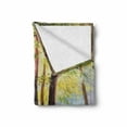 thumbnail image 2 of Country Soft Flannel Fleece Blanket, Image of Spring Landscape in Forest with Falling Leaf and Various Trees Mod Print, Cozy Plush for Indoor and Outdoor Use, 50" x 60", Brown Green, by Ambesonne, 2 of 6