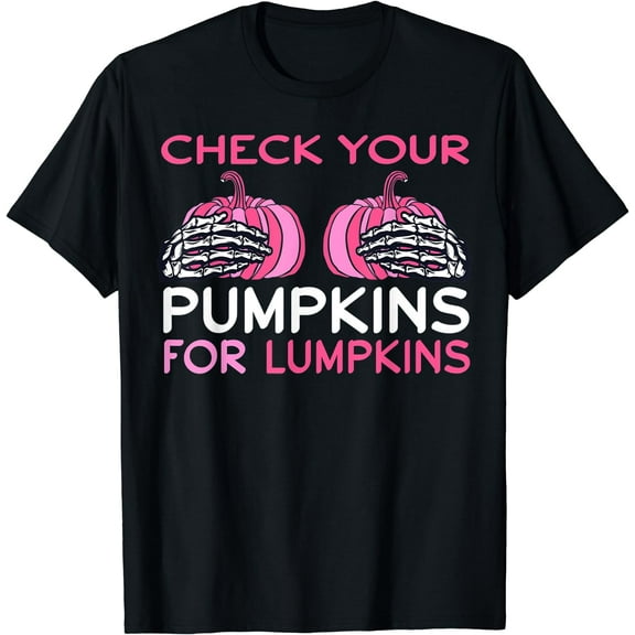Check Your Pumpkins Breast Cancer Awareness Shirt Halloween T-Shirt