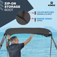thumbnail image 6 of KNOX Universal 3 Bow Bimini Top Replacement Canvas & Detachable Sidewalls with Storage Boot, 600D Marine Grade Sun Shade Boat Canopy with Solid Side Blocks, No Frame, 61-66"W, Charcoal Gray, 6 of 7