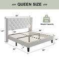 thumbnail image 3 of Feonase Queen Size Bed Frame with Upholstered Wingback Headboard, Platform Bed and Heavy Duty Wooden Slats Support, Easy Assembly, Noise-Free, No Box Spring Needed, White, 3 of 7