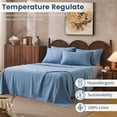 thumbnail image 2 of Linen Sheets King Size,Breathable &  4-Piece Bed Flax Sheet Set,Soft All-Season Bedding for Hot Sleepers 16" Deep Pocket Oeko-TEX Certified,（King, Dusty Blue）, 2 of 6