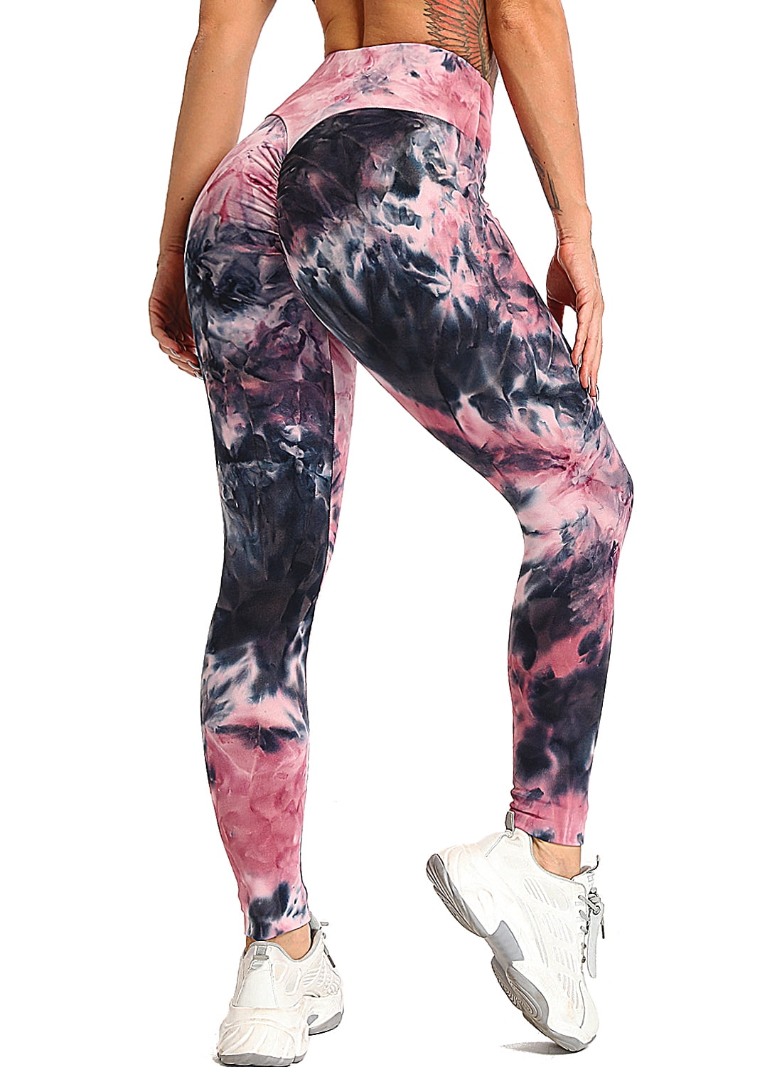 Leggings for Womens Tummy Control Buff Lift High Waist Exercise Fitness Running Tie Dye Printed Athletic Yoga Pants 