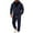Navy, variant on Men's Full Zip Hooded Sweatshirt and Drawstring Jogger Pants Set Casual Tracksuit with Multiple Zippered Pockets