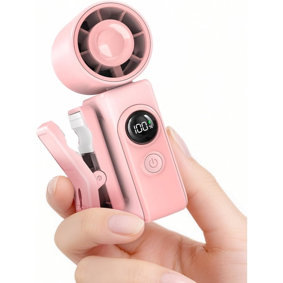 Multi-Angle Clip Mini Fan, 4-Speed Portable Fan with LED Display, USB-C Rechargeable Hands-Free Personal Cooler for Travel, Outdoor, and Home Use