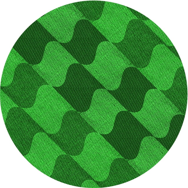 Ahgly Company Tapis d'Intérieur Rond Lavable en Machine Vert Transitionnel, 4 Pieds Rond