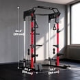 thumbnail image 2 of Soozier All-in-One Smith Machine Power Rack with Dual Adjustable Cable Pulley System, Heavy-Duty Steel Strength Training Cage for Home Garage Gym, Black, 66.1"L x 50.4"W x 84.6"H, 2 of 7