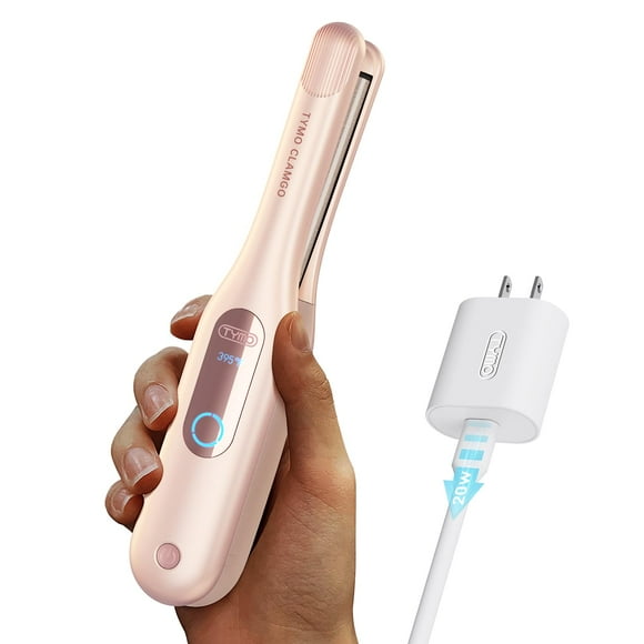 Cordless Mini Flat Iron Curling Iron - TYMO Hair Straightener and Curler 2 in 1 for Short Hair, Portable Small Pencil Flat Iron with Curved for Travel, Lightwe