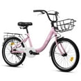 thumbnail image 2 of imerelez 20 Inch Bike | 1-Speed with Coaster Brake & Front V-Brake | Safety Chain Guard, Durable Steel Frame | First Pedal Bike for 3'2"-3'9" Tall,Pink, 2 of 13