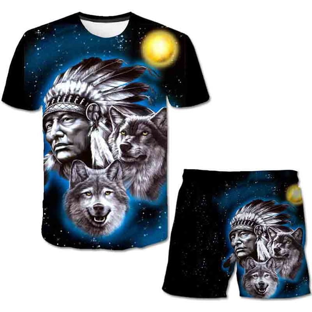 Conjuntos de ropa informal de lobo para niños y niñas, camisetas de dibujos animados, pantalones cortos, conjuntos de ropa para niños, 2 uds., trajes de 1 a 14 años, 12M, 2023 Gao Jinjia LED