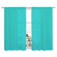 thumbnail image 2 of Turquoise Semi Sheer Window Curtains 63 Inches Long, Modern Pure Turquoise Rod Pocket Voile Silky Chiffon Curtain Light Filtering Drapes for Living Room, Kitchen, Bedroom, 52"x63", 2 Panels, 2 of 9