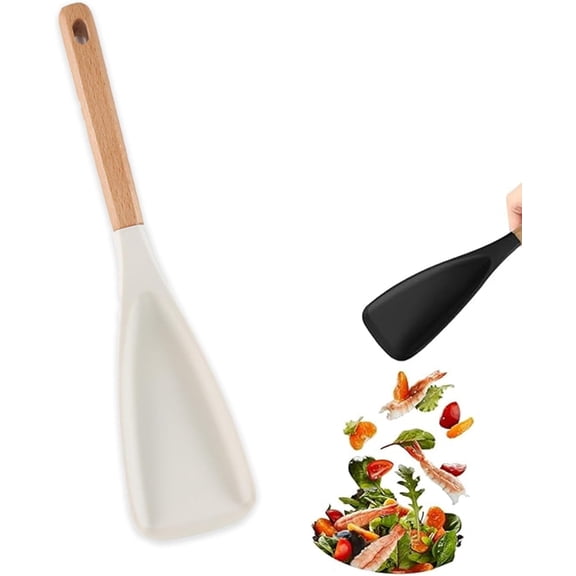 Multifunctional Silicone Cooking Spoons, Nonstick Kitchen Utensils with Wooden Handle, Silicone Rice Paddle Rice Spoon Nonstick, Cooking Spoons for Mixing, Stiring, Basting, Scooping, Scraping