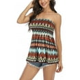 thumbnail image 1 of Qiylii Women Sexy Strapless Tube Top Holiday Floral Print Strapless Pleated Tunic Tanks Tops, 1 of 4