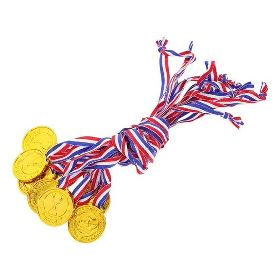 WHAMVOX 10pcs Gold Medals For Awards Winner Medal With Neck Ribbon Prizes For Kids Sports Day Spelling Bees Competitions Party Golden