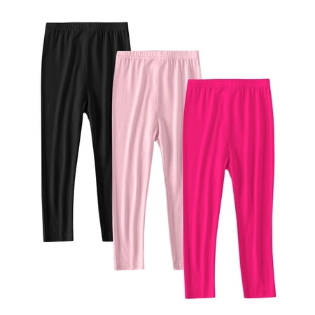 Auroural Leggings for Girls 4T Girl 3PC Pants Thin Children's Leggings For Girl Baby Pants Childrens Long Pants Hot Pink 3 Years