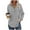 Gray1, variant on Women Striped Hoodies Shirts Lightweight Baggy Drawstring Pullover V Neck Buttons Sweatshirt